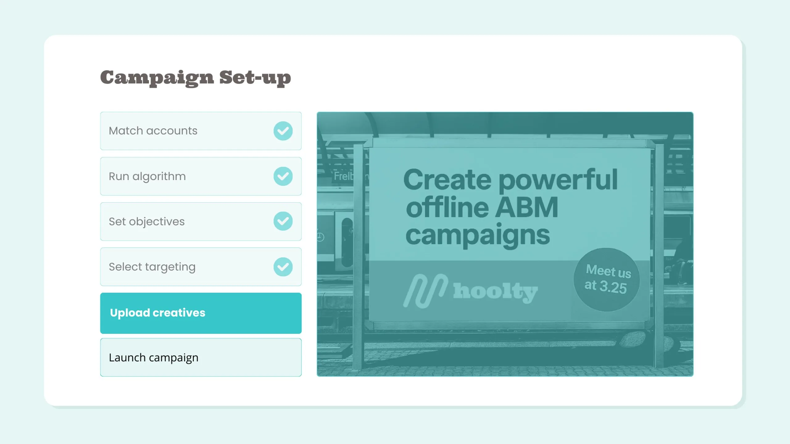 Hoolty campaign set-up screen